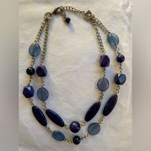 Talbots Outlet Chunky Blue Stones SilverTone Chain 18" Necklace